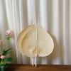 Peach-Shaped Bamboo Woven Summer Fan, Vietnamese Artistic Cattail Hand-Crank Fan