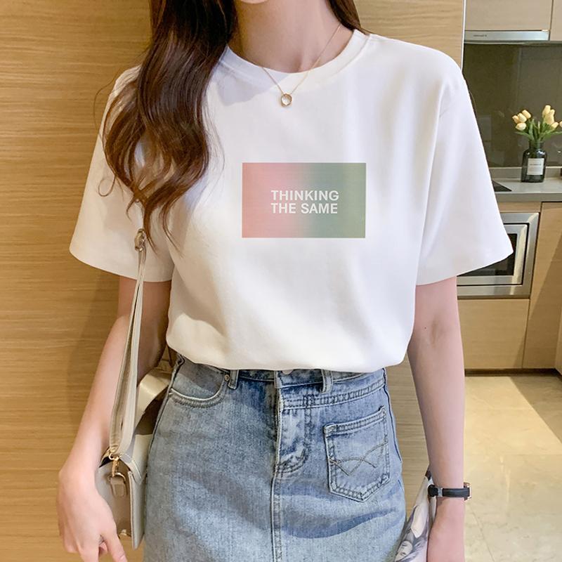 

White T-shirt Women s Short Sleeve Loose Plus Size Top Summer 2025 New Half Sleeve T-Shirt S