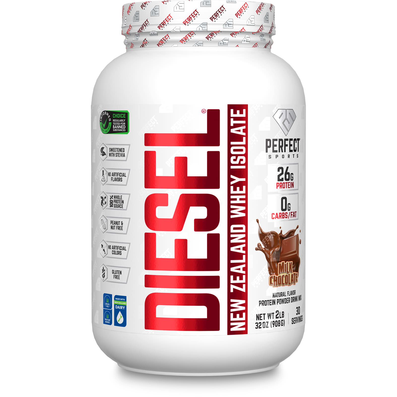 

PERFECT Sports, Diesel, New Zealand whey isolate, milk chocolate, 908 g (2 lbs)