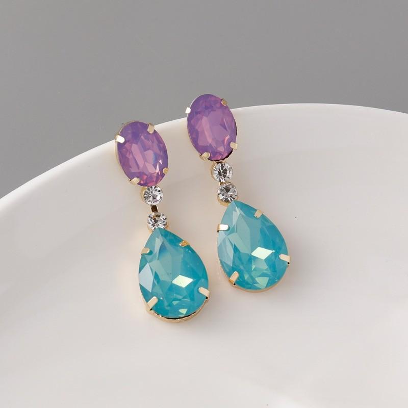 

Pinkdudu Стеклянные геометрические серьги-блоки с цирконом, модные серьги-подвески с градиентным цветом, женские украшения PD2358 синий