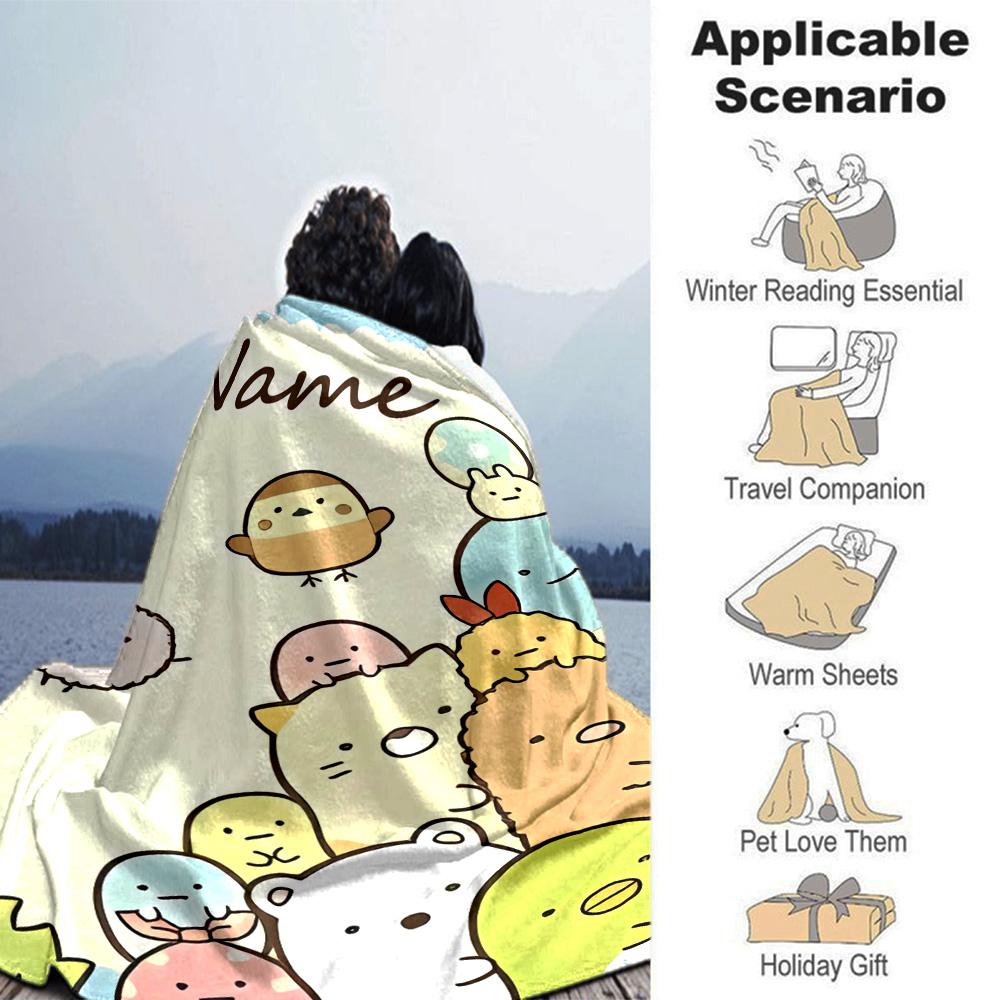 Customiz Name Personality Sumikko Gurashi Blanket Soft &Warm Sofa Office Bed Travel Lunch Break Blanket, Gift Suitable All Seasons