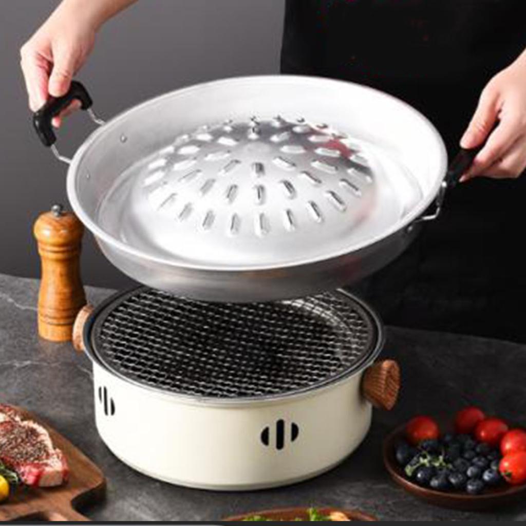 Barbecue Grill Pot Steak Grill Charcoal Pan Multifunctional Aluminum Barbecue Grill Hot Pot for Family Gathering Outdoor Picnics