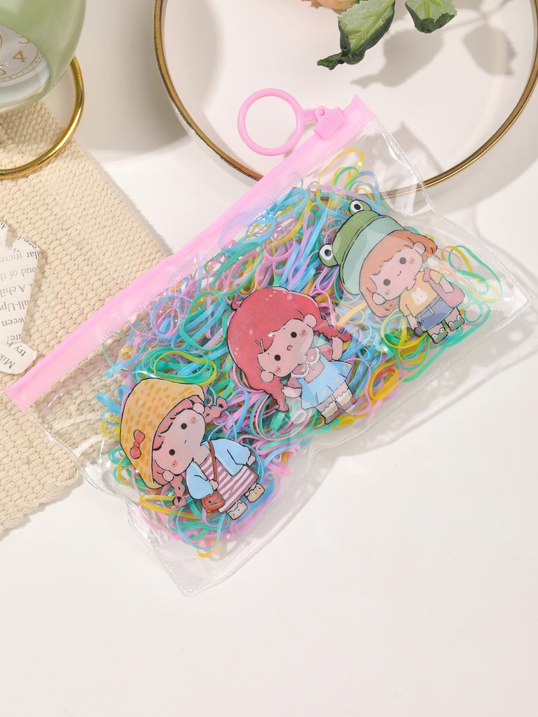 1 Package Girls Colourful Disposable Rubber Band Hair Ties Headband Children Ponytail Holder Bands Kids Hair Accessories