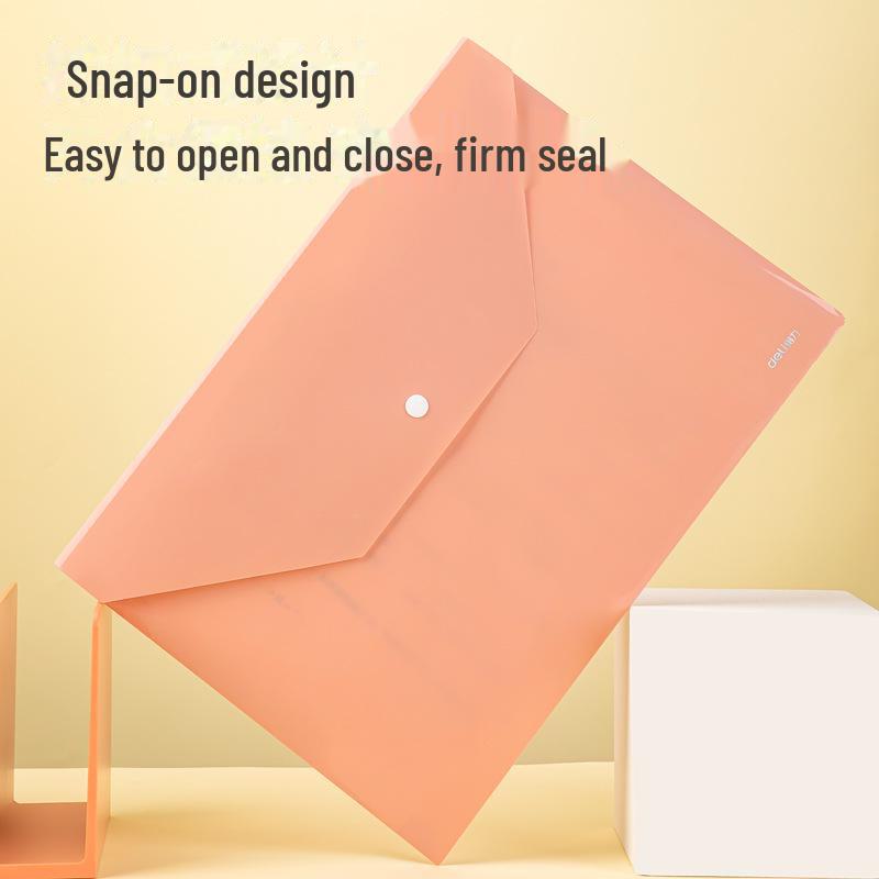 A4 Snap Closure File Bag - Colorful Thick Storage for Documents and Stationery