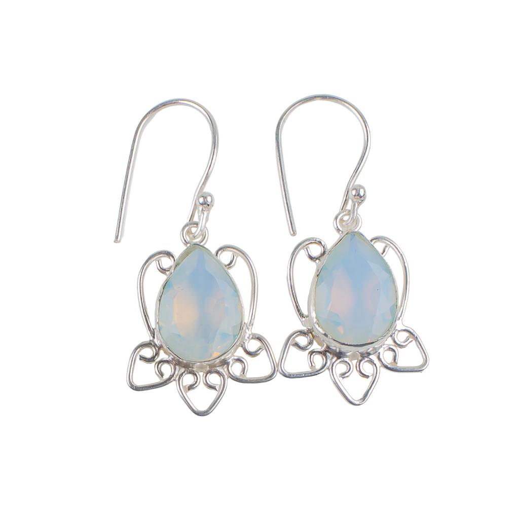 Opalo Lattiginoso Pietra Preziosa Argento Sterling 925 Gioielli Etnici Orecchini Per Anniversario EE-40-14