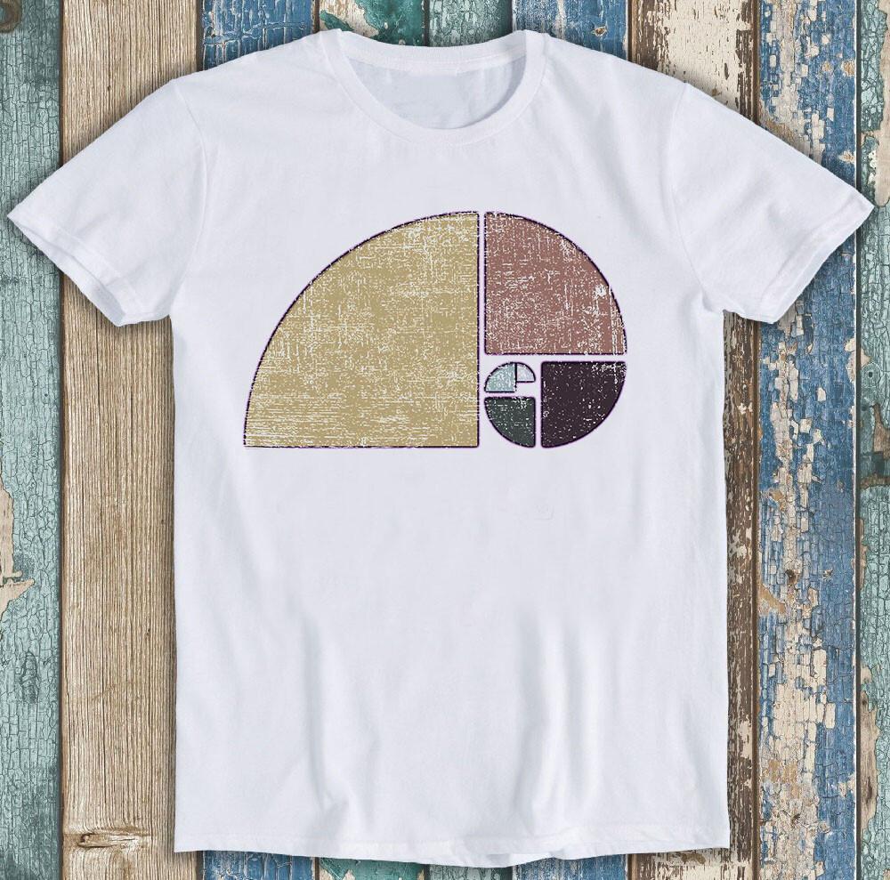 

Fibonacci The Golden Spiral in Geometry with Earth Tones Gift Tee T Shirt M1235 L