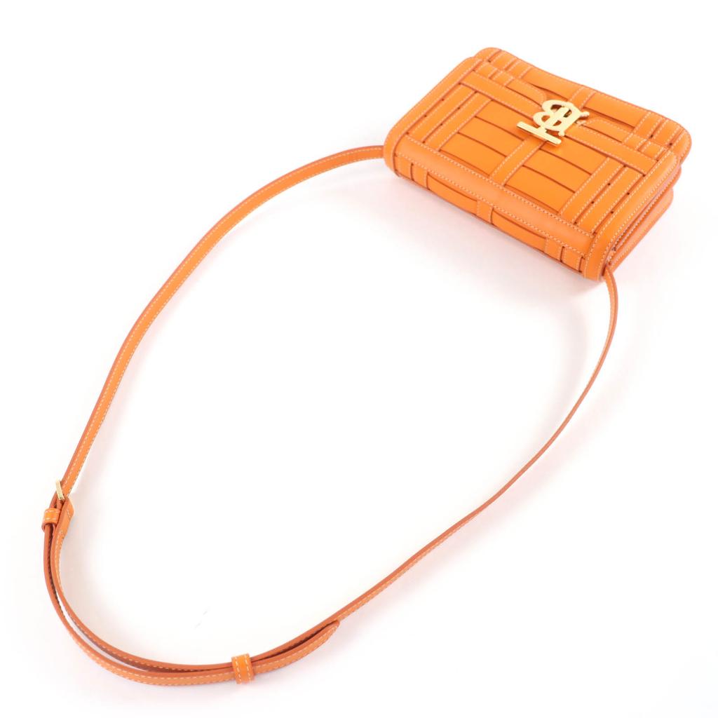 Excellent BURBERRY Shoulder Bag TBMetal 2WAY Leather Clutch Bag Orange Leather Used