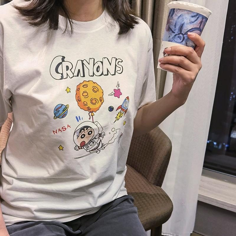 

Хлопковая футболка с коротким рукавом Женская летняя винтажная трендовая футболка с принтом Мода Все