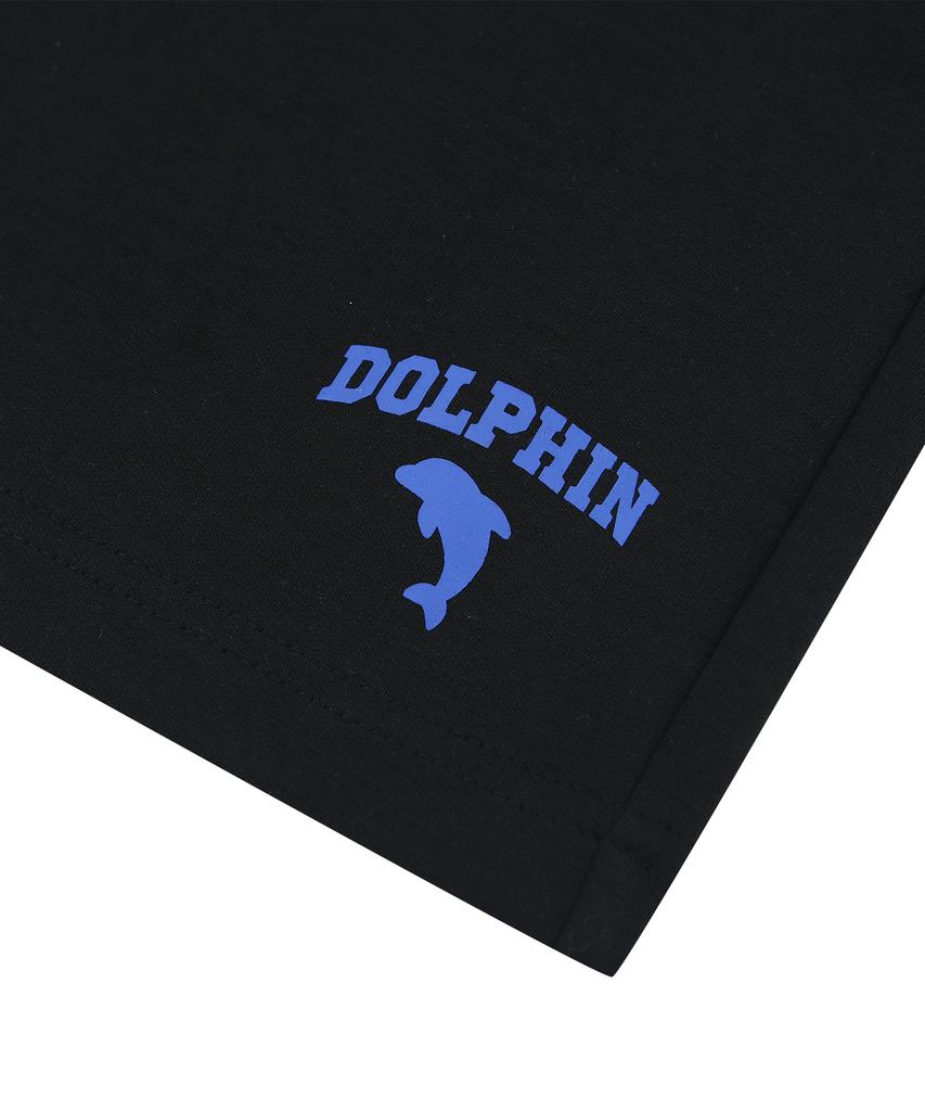 DOLPHIN WAVE APPAREL Dolphin Arch Logo Silicone Print One-Pleat Sweat Shorts Black