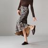 SOFSIL 2026 Spring Chinese Print Fishtail Midi Skirt