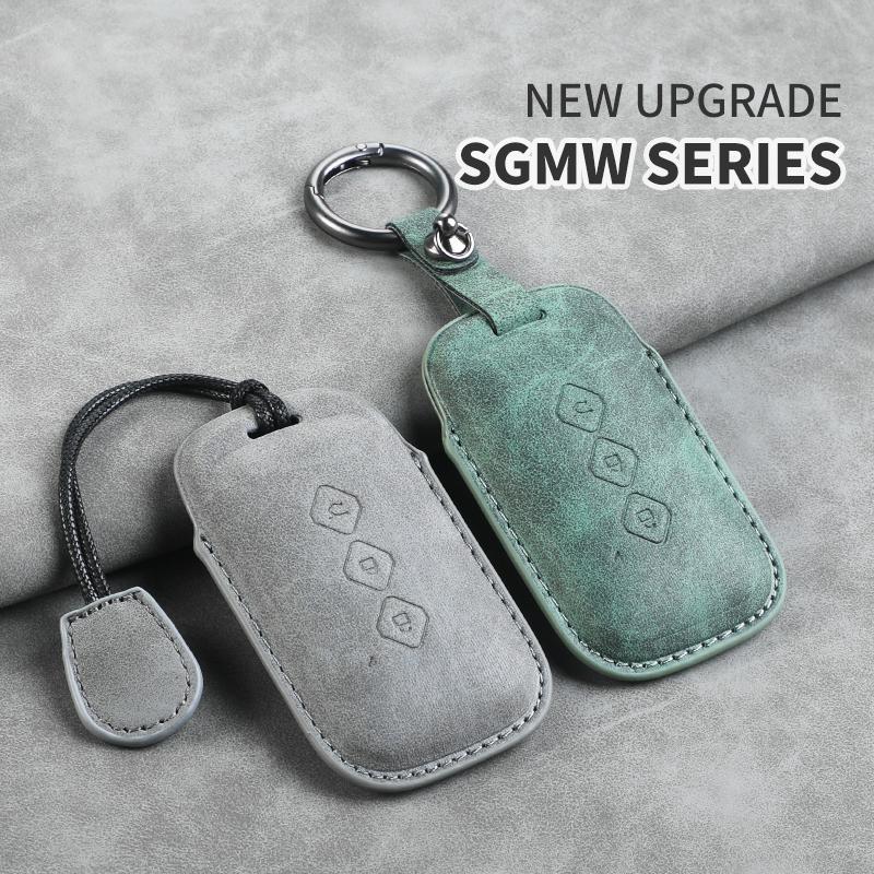 Sheepskin 3 Button Car Key Case Cover Shell for SGMW Wuling Hongguang S for Baojun 510 730 360 560 RS-5 530 630 Car Keychain