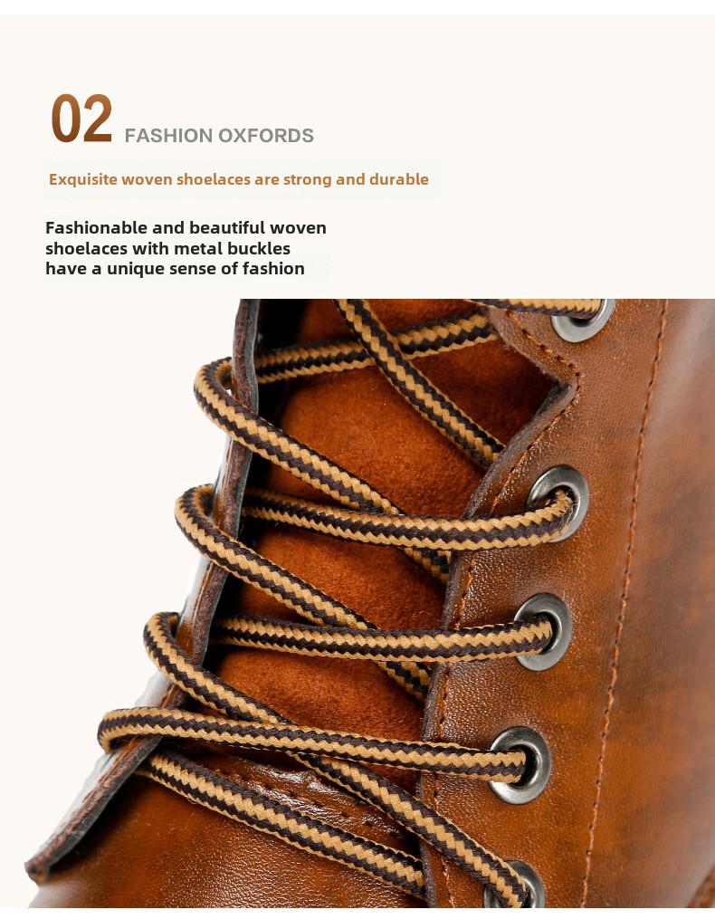 2023 Men's British Plus Velvet Leather Martin Boots - Mid-Cut, Warm, Fashionable, Trendy, Casual Cotton Footwear