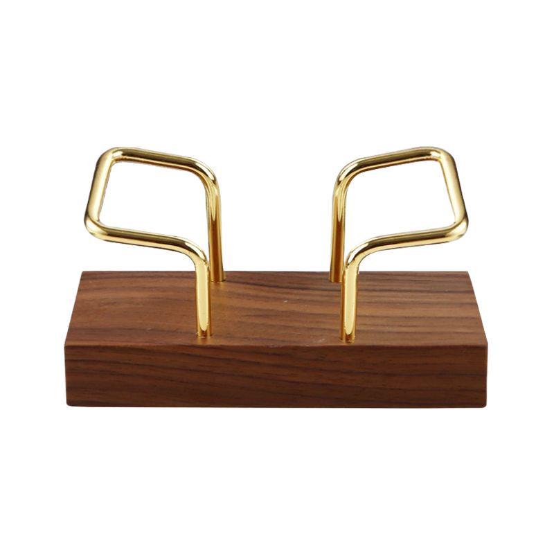 Walnut & Beech Wood Business Card Holder with Brass Accents