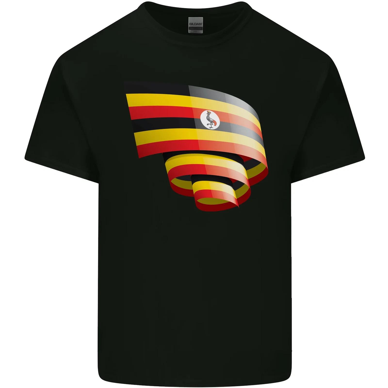 Curled Uganda Flag Ugandan Day Football Kids T-Shirt Childrens S