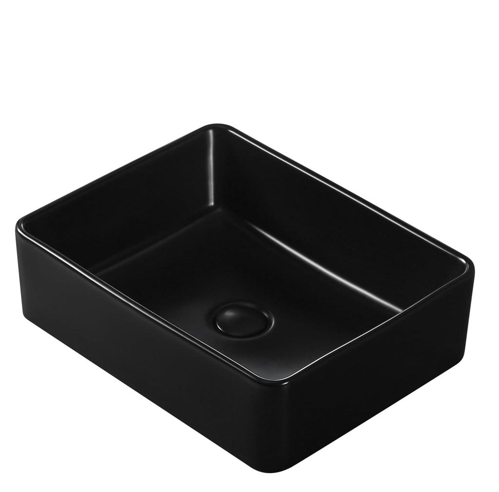 Mit exklusivem Abfluss von JOMOWN Handwaschbecken Freistehendes Handwaschbecken Keramik-Handwaschbecken [Wird im Set geliefert] Waschbecken, Schwarz, Schüssel, Stilvoll, Klein, Waschbecken,