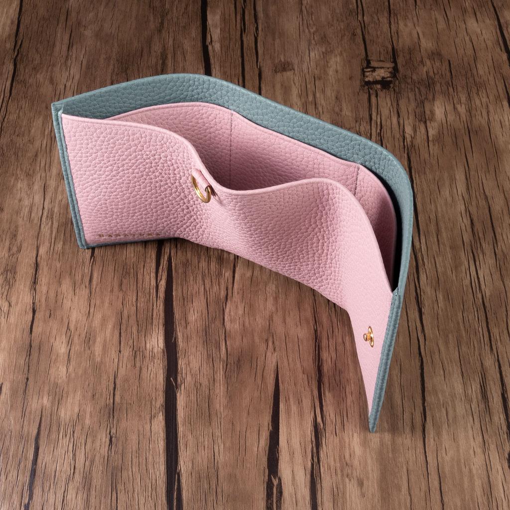 Hanatra Premium Leder Tri-Fold Mini-Geldbörse für Damen, Stilvoll und Niedlich, Faltbare Geldbörse aus Echtem Rindsleder mit Kartenfach, SA03, Icy