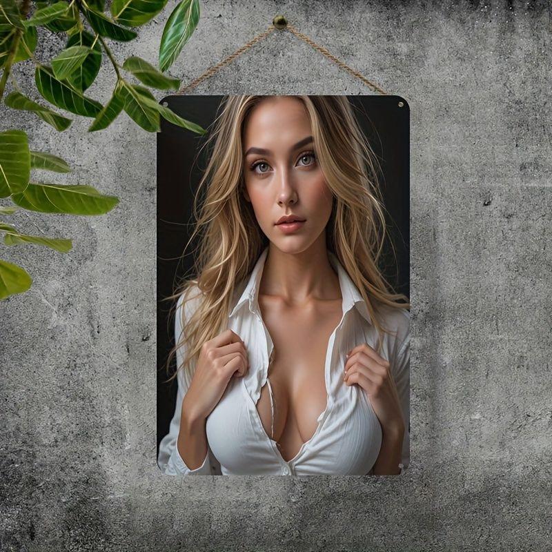 Christmas Pin-Up Girls Metal Sign, Office Gift Wall Decor 20x30cm