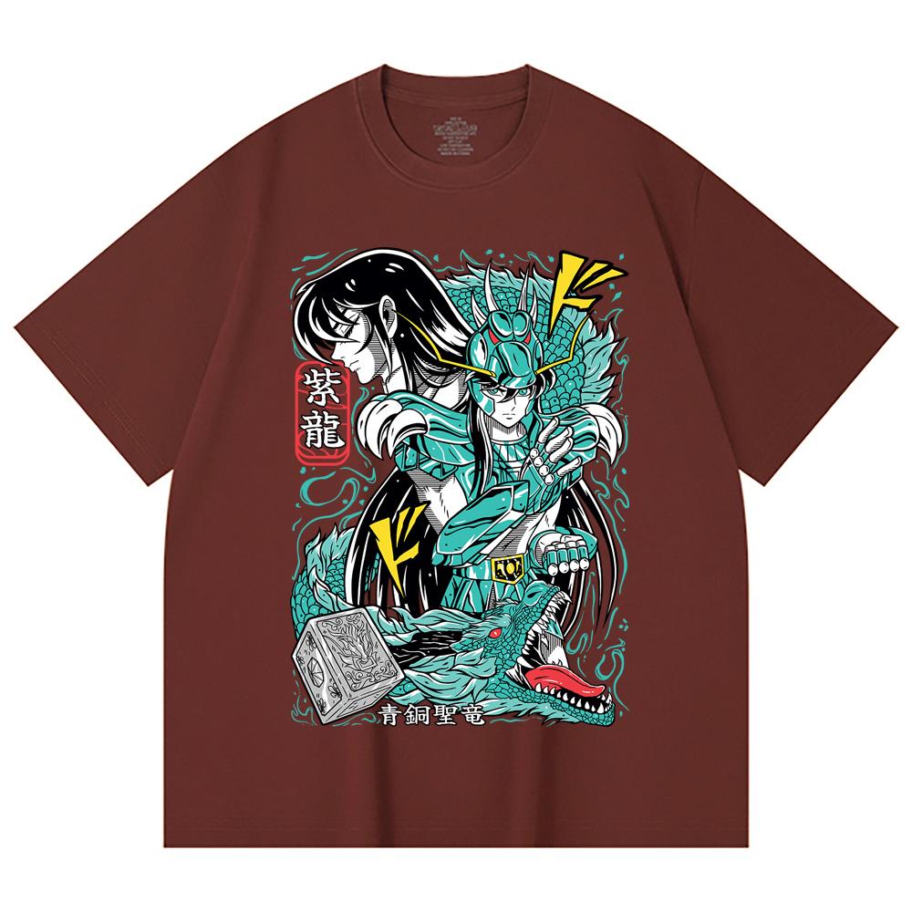 230 g/m² 100% Baumwolle Saint Seiya V8 Shiryu Druck Unisex Schweres Baumwoll-T-Shirt