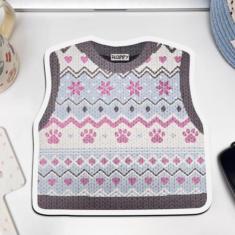 

Коврик для мыши с милым принтом свитера — стильный аксессуар для офиса и общежития Diatom Mud Material 23x23cm