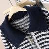 Women's Lamb Wool Blend Striped Knit Cardigan