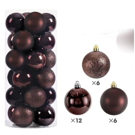 24 Stück 4/6CM Weihnachtskugeln Große Kugel Weihnachtsbaum Anhänger Ornamente für Partydeko 2025 Neujahr Navidad Geschenke Zubehör