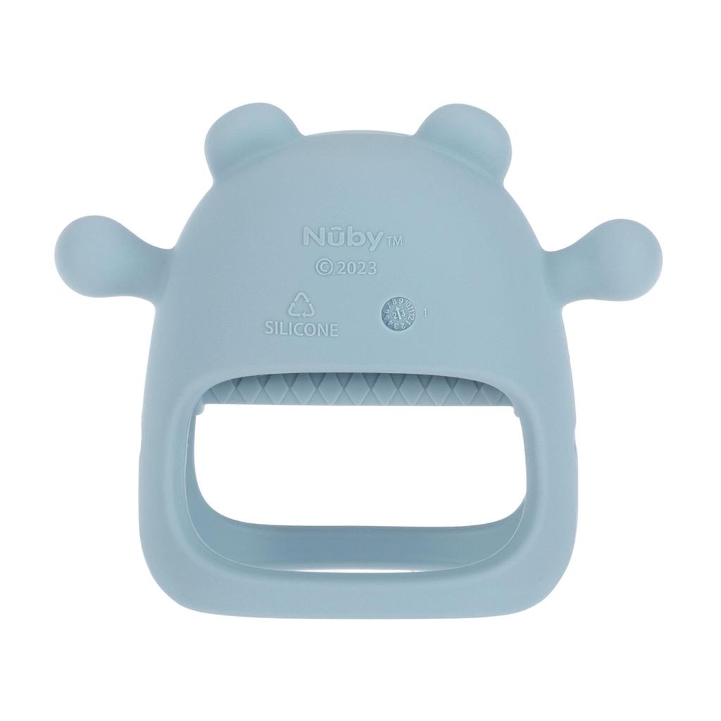 Nuby Silicone Teething a baby teether that fits snugly around the encourages focused independent Mitten, wrist, play, BPA-free silicone, Blue,