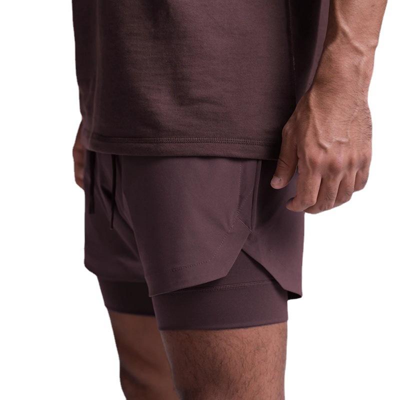 Crazy Muscle Men's Sports and Leisure Shorts Double Layered Marathon Basketball Fitness Quick Drying Shorts