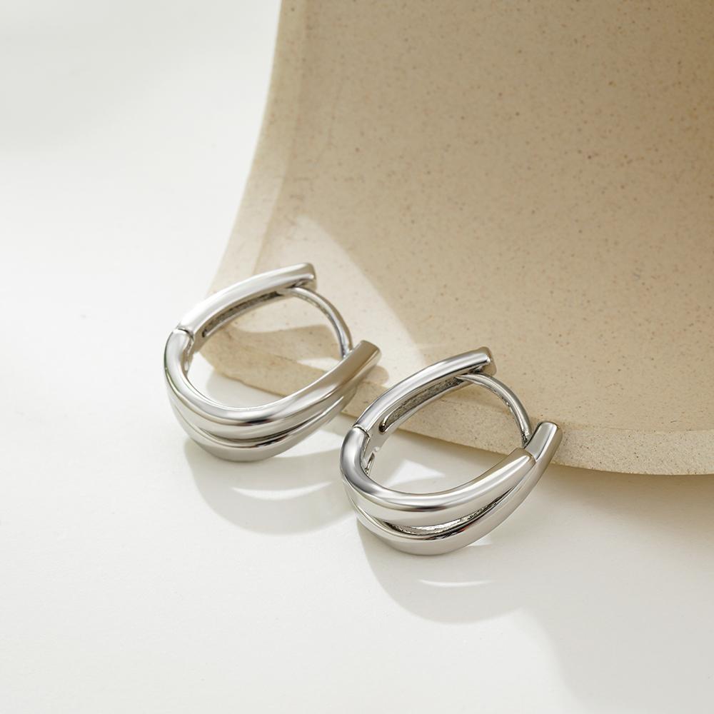 New Trendy Mix Color Bilayer U Shape Ear Buckle Small Huggie Hoop Earrings Waterproof Colorblocked Ear Ring Thanksgiving Gifts