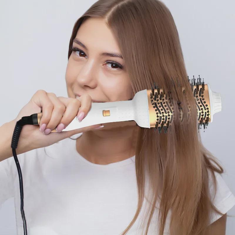 Uscător de păr și pieptene de îndreptat multifuncțional cu dublu scop Aur alb - Standard SUA