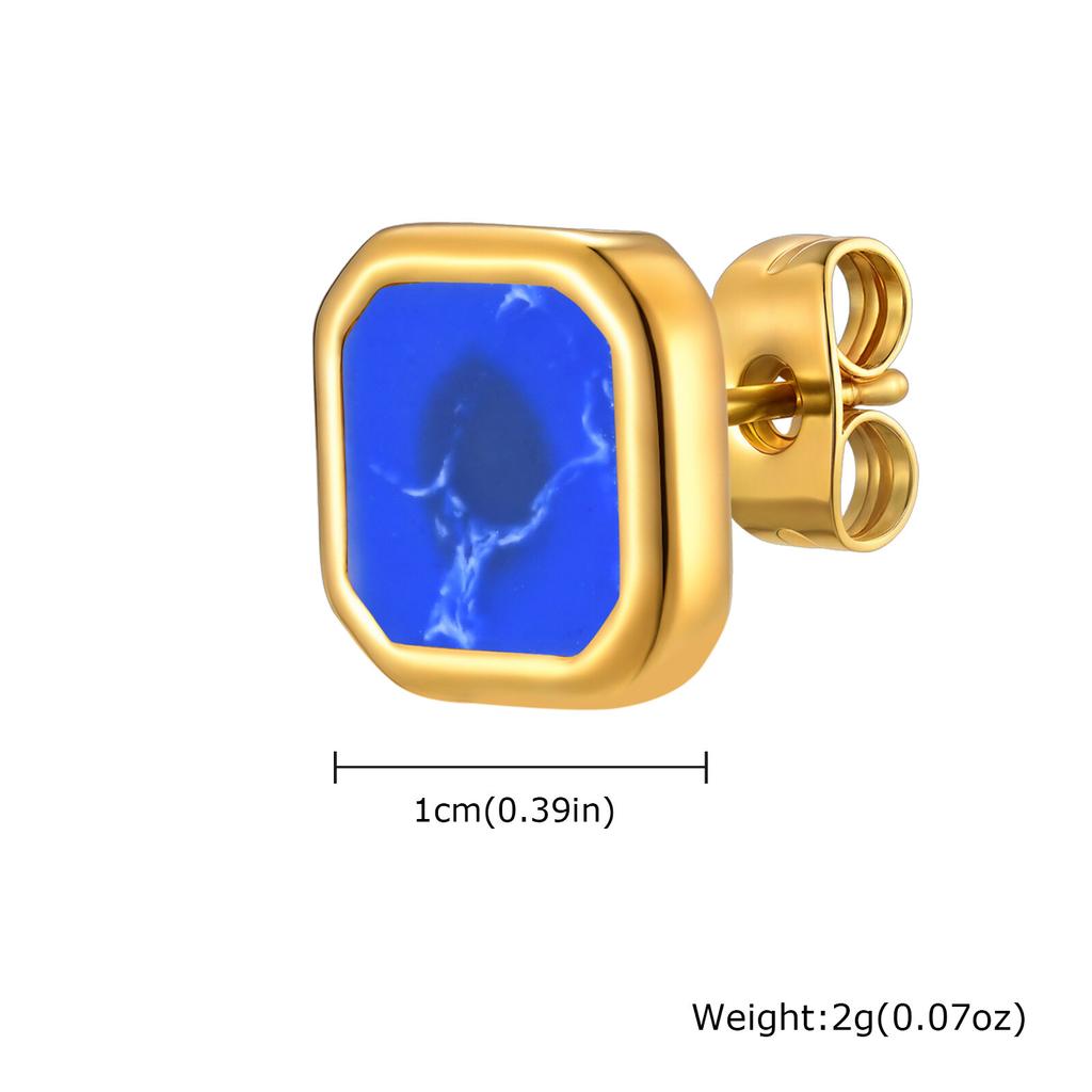 Trendy Natuursteen Oorbellen voor Mannen Jongens, Roestvrij Staal Anti-allergie Vierkante Stud Oorbellen, Unisex Piercing Sieraden Cadeau