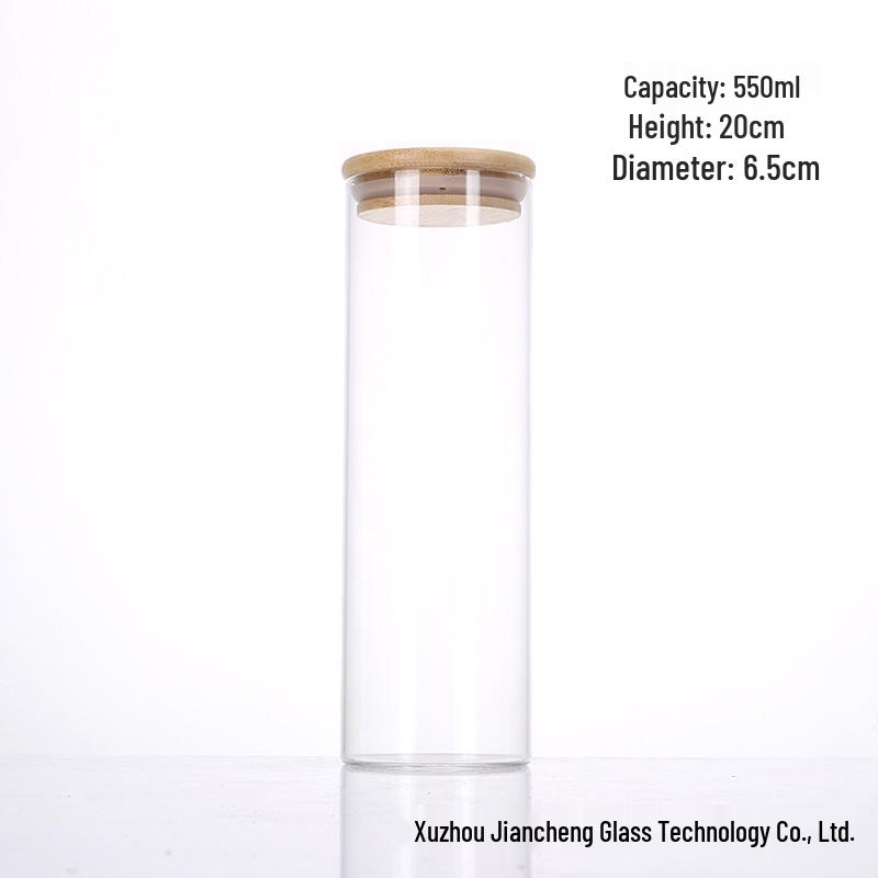 Borosilicate Glass Storage Jar with Bamboo Lid - Ideal for Grains, Seasonings, Candy, or Tea.