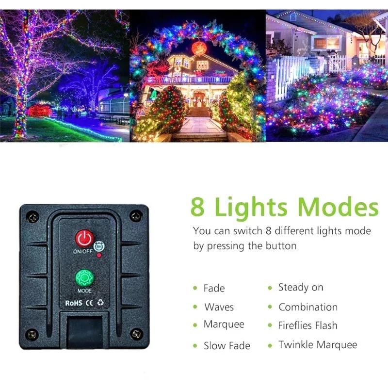50LED/20LED Solar String Lights Outdoor Waterproof Fairy Lights String 8 Mode for Home Gardens Wedding Party Outdoor Tree Decorations 7m/5m