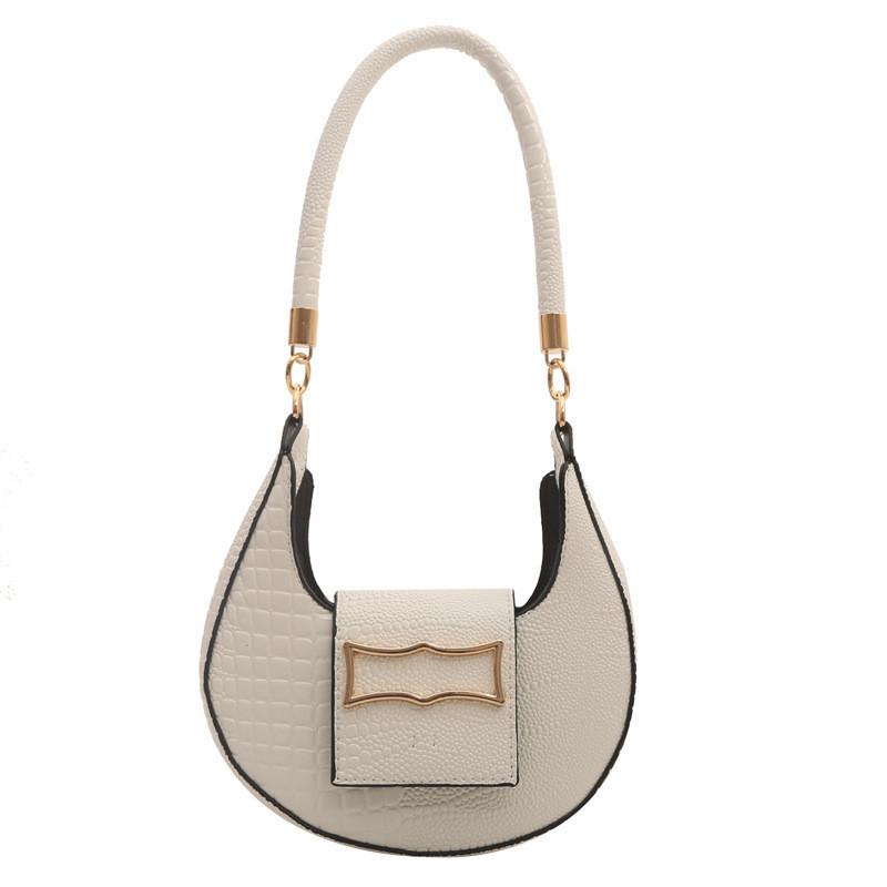 

Trendy Pu Leather Hobo Bag Chic Street Style Crescent Purse For Everyday Use белый