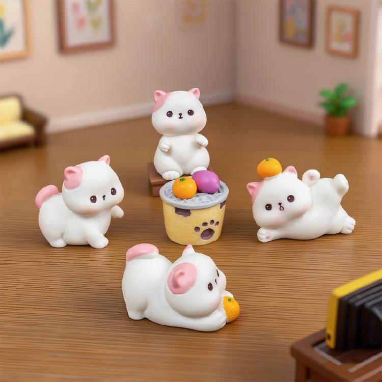11Pcs Funny Cats Brewing Tea Miniature Statue Resin Art Piece Collectible Ornaments For Creative Desktop Shelf Displays