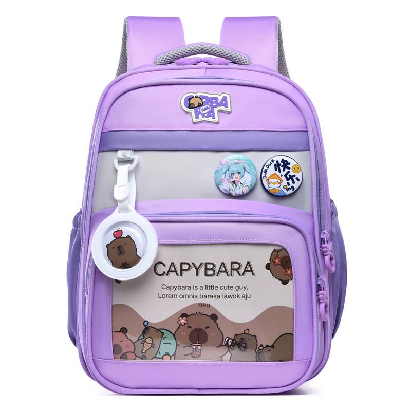 Capybara Cute Cartoon Pattern Children Large Capacity Backpack For School Use