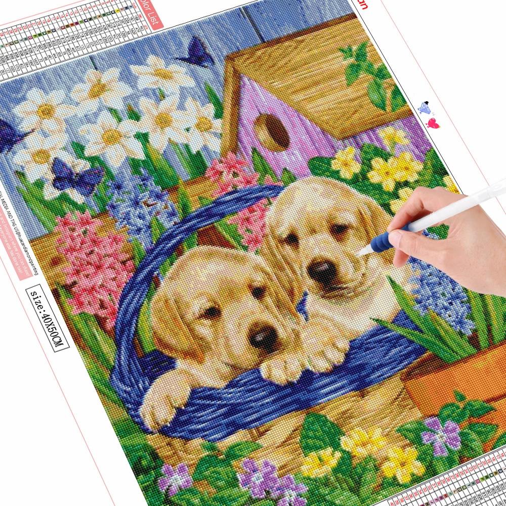 3D Diamond Embroidery Painting Animal Dog Art Rhinestone Full Square Diamond Mosaic Garden Handicraft Handmade Gift
