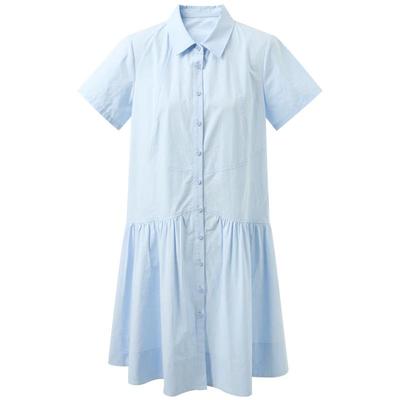 Sancai 100% Cotton Polo Collar A-Line Mini Dress