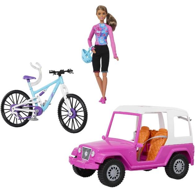 Кукла Barbie Made to Move + Auto Jeep + горный велосипед большой набор HKB06