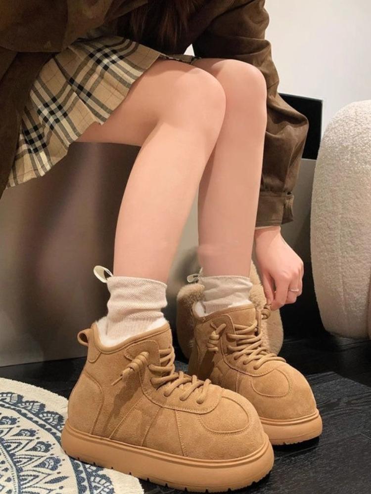 Fashion Chunky Round Toe Women's Snow Boots Winter Plush Warm Ladies Shoes Y2k on Offer Fashion 2025 Boot Hot Non Slip New in Footwear
