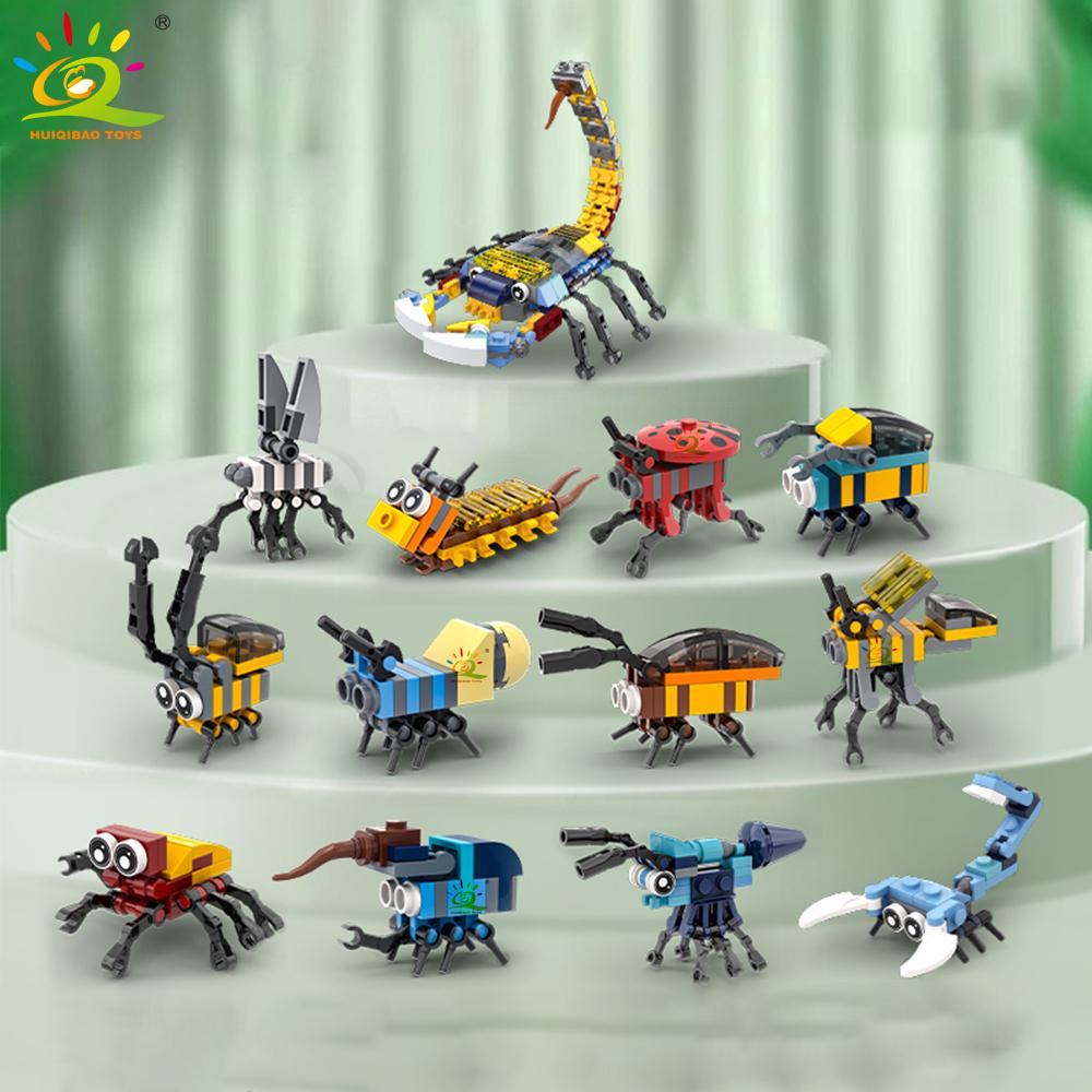 Non-Toxic 12In1 Moc Insect Model Building Blocks Fly Bee City Construction Bricks Set Children Puzzle Assemble Toys For Kids