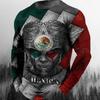 T-shirts à la mode avec drapeau mexicain, imprimé 3D, pour hommes et femmes, à manches longues, streetwear, surdimensionné, Harajuku, pour enfants