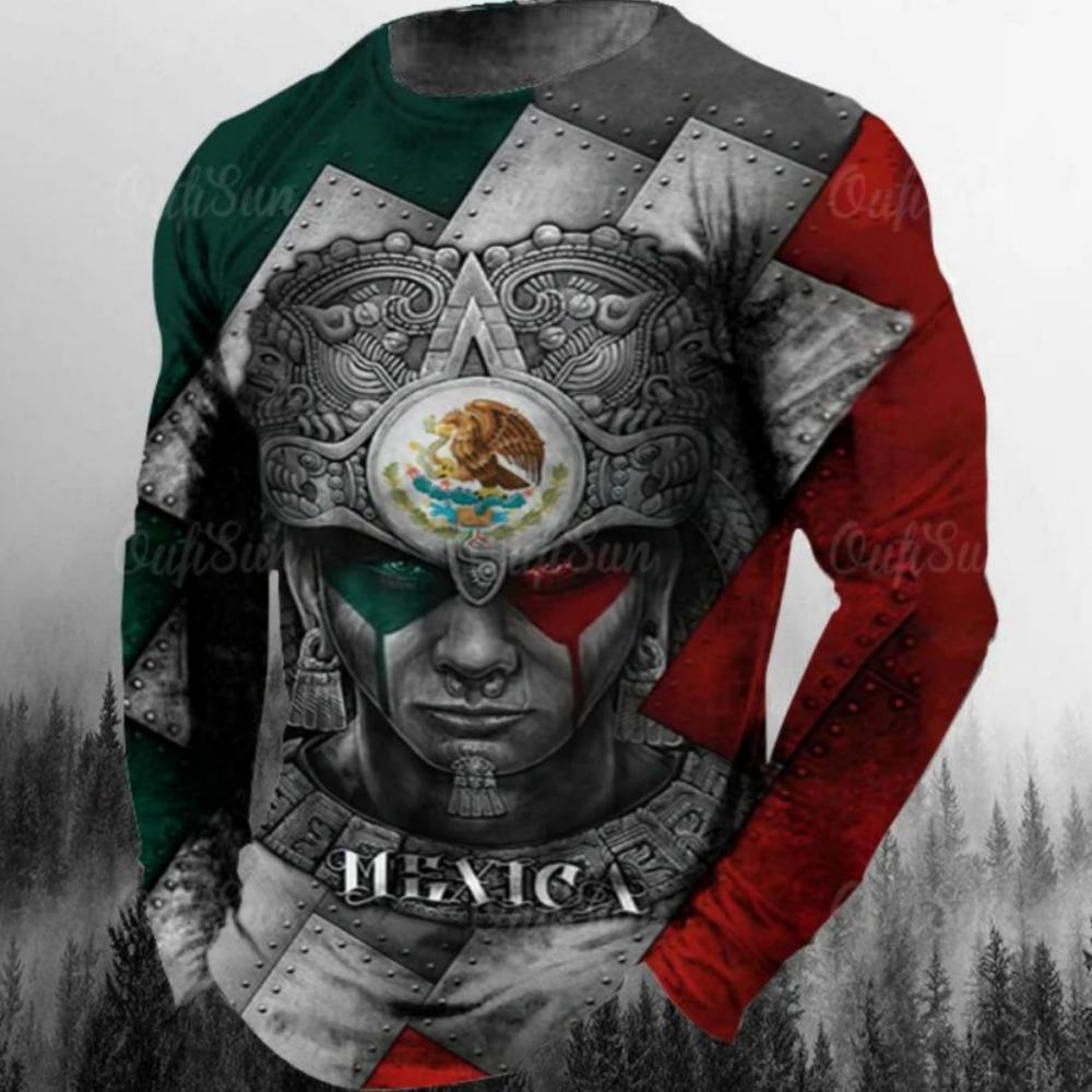 T-shirts à la mode avec drapeau mexicain, imprimé 3D, pour hommes et femmes, à manches longues, streetwear, surdimensionné, Harajuku, pour enfants