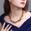 Luxury Zircon Water Drop Mona Lisa Set Chain Banquet Dress Colored Water Drop Earrings Necklace Set