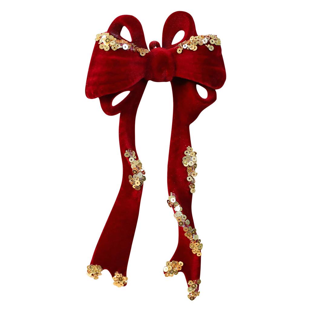 Christmas Deer Hanging Ornament With Velvet Embellishments For Holiday Decor