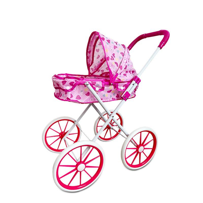 Foldable Children's Play Stroller Toy for Girls – Simulation Square Street Stall Design