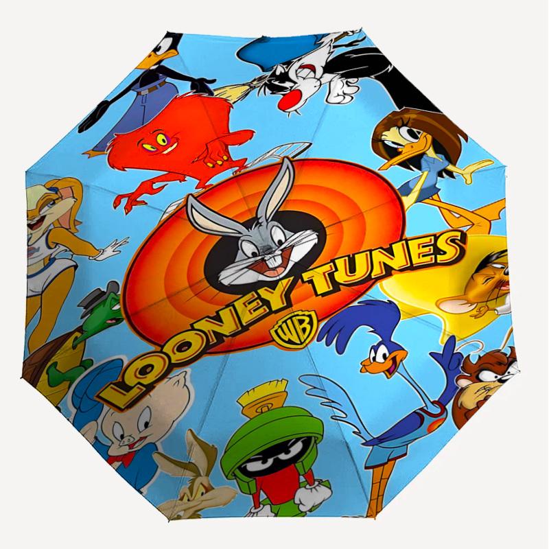 1pc Looney Tunes Automatic Open/Close Umbrella Compact Folding Umbrella with 8-Rib Shaft Lightweight Esign, for Women/Men1197A