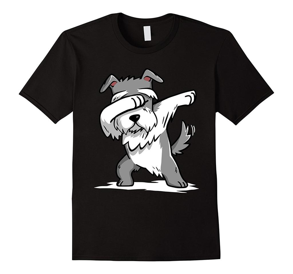 Schnauzer Cute Dabbing TShirt Funny Dab Dance Gift Shirt Brand Cotton Unisex Clothing Male Slim Fit T Shirt Letter Printing