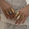 Stainless Steel Exaggerated Geometric Ring for Women Metal Texture Sun Flower Finger Ring Waterproof Antioxidant Jewelry Gifts