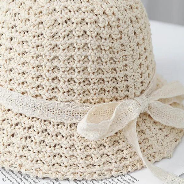 WTEMPO Wydrążone Modne Ochrona przed Słońcem Letnie Chłodne Kapelusze z Kokardą Wiosenne Kapelusze Damskie Składane z Szerokim Rondem