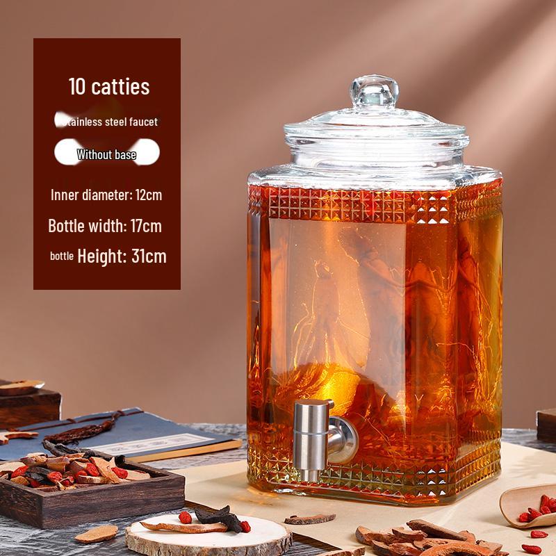 Sealed Sparkling Wine Bottle with Faucet - Household Ginseng Wine Jar & Baijiu Container